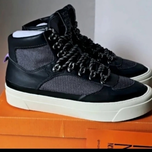 Miz Mooz Alpyne Sneakers Women's size 8.5 Slate Gray, blue Leather NWB Mid/Hi.- - Picture 5 of 13